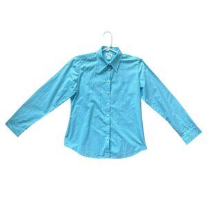 Vintage Lilly Pulitzer Women's LS Button-Up Shirt Size 12 Turquoise Plaid